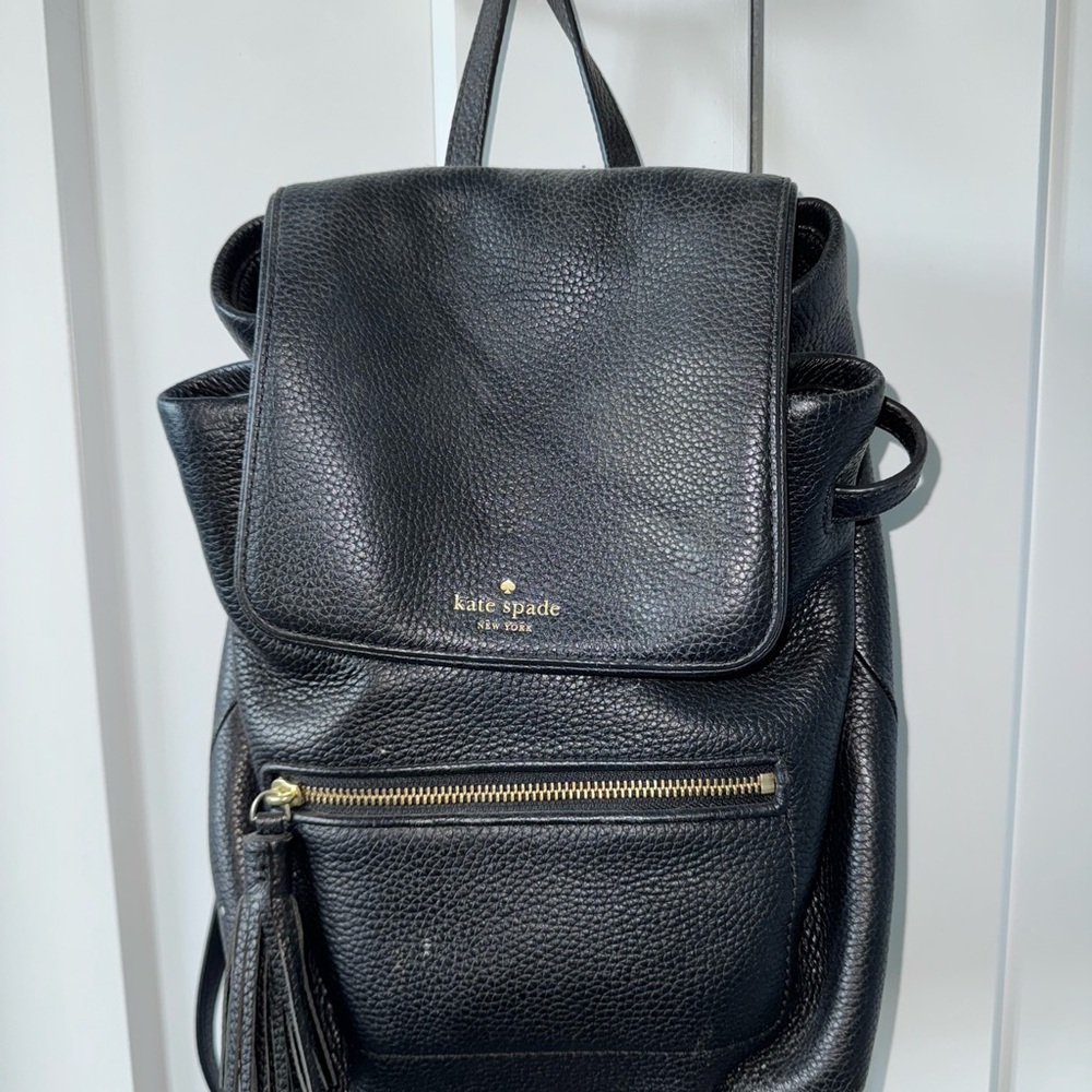 Kate Spade Black Leather Backpack